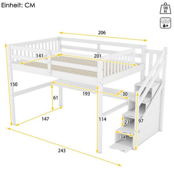 Entdecken Sie das Odikalo Kinderbett Hochbett mit Stauraum und Schreibtisch Entdecken Sie das Odikalo Kinderbett Hochbett mit Stauraum und Schreibtisch