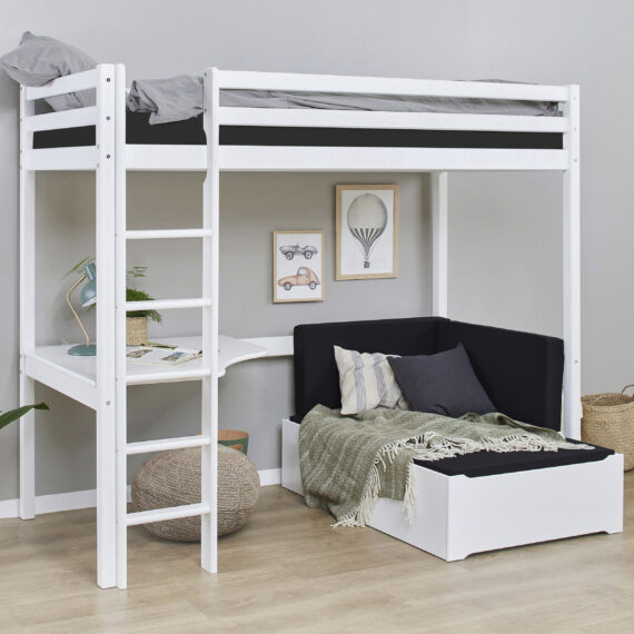 Hoppekids Hochbett "ECO Dream", Kinderbett mit Schreibtisch & Loungesofa