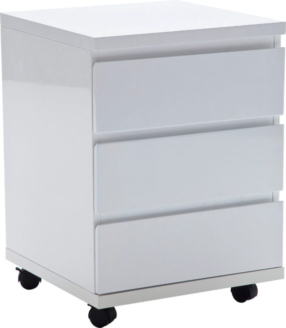 MCA furniture Rollcontainer "RC", Büroschrank rollbar, weiß hochglanz