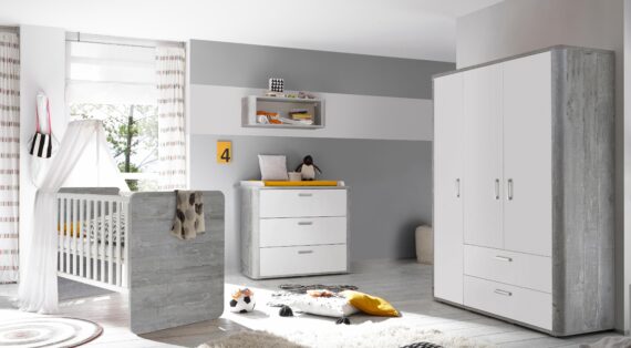 Mäusbacher Babyzimmer-Komplettset "Aarhus", (Set, 3-teilig: Bett, Wickelkommode und Schrank)