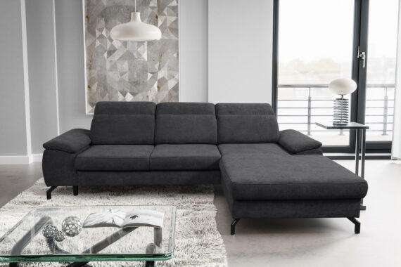 WERK2 Ecksofa "Panama L-Form", Modernes Sofa mit Schlaffunktion, Bettkasten, Kopfteile verstellbar