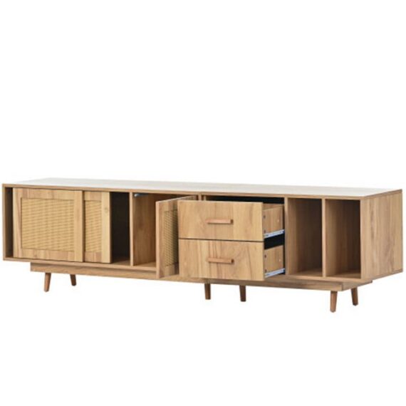 XDeer TV-Schrank Rattan-TV-Ständer für 80-Zoll-Fernseher, Lowboards, TV-Schrank,TV-Konsolentisch