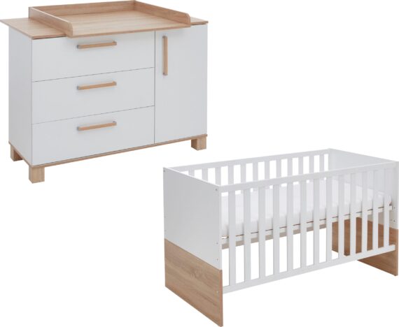 arthur berndt Babymöbel-Set "Babyzimmer Set "Jana" 2-teilig", (Spar-Set, 2 St.), bestehend aus Kinderbett und Wickelkommode