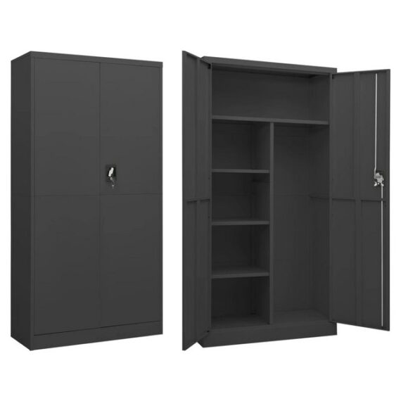 furnicato Aktenschrank Schließfachschrank Anthrazit 90x40x180 cm Stahl