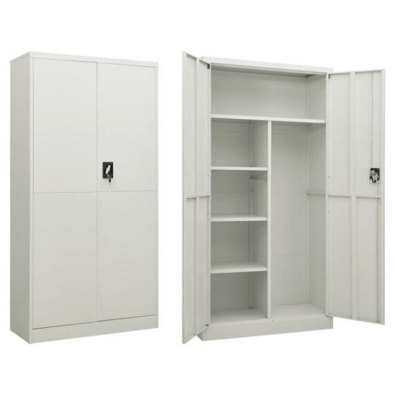 furnicato Aktenschrank Schließfachschrank Hellgrau 90x40x180 cm Stahl