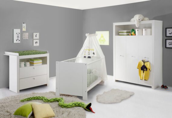 trendteam Babyzimmer-Komplettset "Olivia, Deal für begrenzte Zeit", (Set, 3 St., Bett, Wickelkommode, Schrank), Bett + Wickelkommode + 3 trg. Schrank