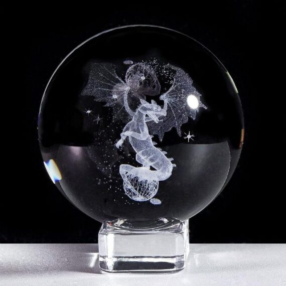 yozhiqu Dekoobjekt 60mm Kristallkugel in Form eines 3D-Drachens (1 St), Gravur, Kristallhalterung, Sammel-Ornament - perfektes Geschenk