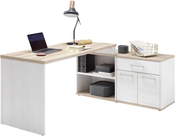 BEGA OFFICE Eckschreibtisch "Romance", im Landhaustil, mit Sideboard, 140x130 cm