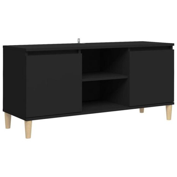 DOTMALL TV-Schrank TV-Schrank mit Massivholz-Beinen Schwarz 103,5x35x50 cm