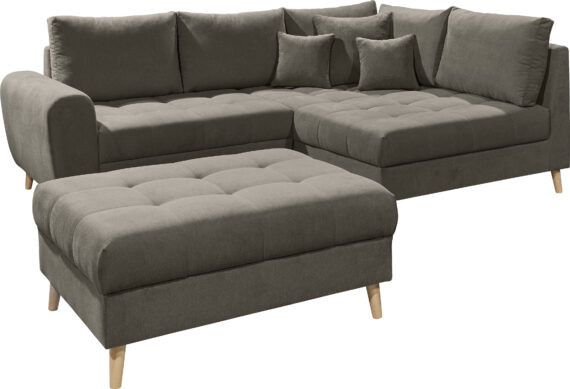 ED EXCITING DESIGN Ecksofa "Alice L-Form", (Set), mit Hocker, Rückenkissen, Zierkissen, frei im Raum stellbar