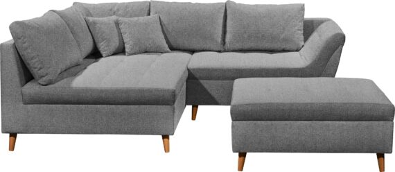 ED EXCITING DESIGN Ecksofa "Split L-Form", (Set, Ecksofa mit Hocker), frei im Raum stellbar, inkl. 7 Kissen