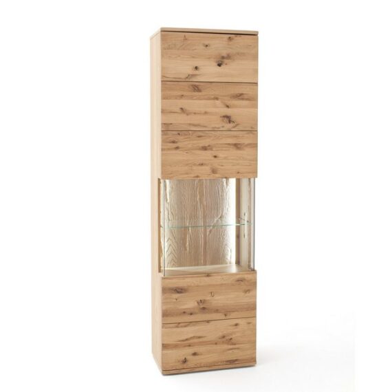 Empinio24 Vitrine Santa Fe Breite 60 cm, Eiche Bianco teilmassiv, mit 6 Fachböden