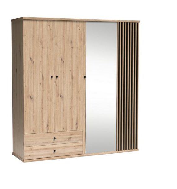 Furnix Kleiderschrank CALLINI C-24 Schrank mit vier Türen und Spiegel Artisan 200x213x60 cm, zeitlos schön & funktional