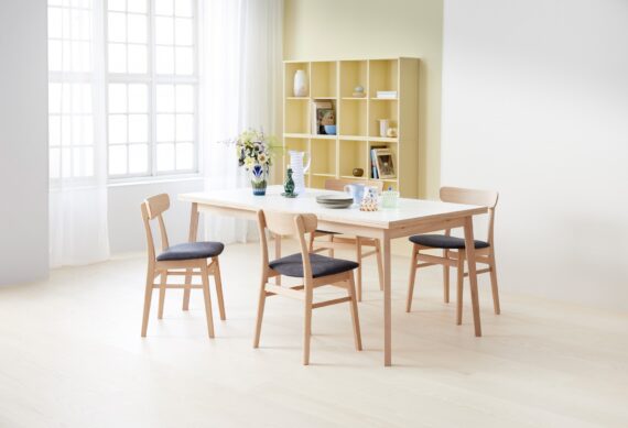 Hammel Furniture Essgruppe "Findahl/Basic by Hammel Single/Mosbøl", (Set, 5 tlg.), Mit Single Esstisch 180(280)x80 und 4 Mosbøl Stühle