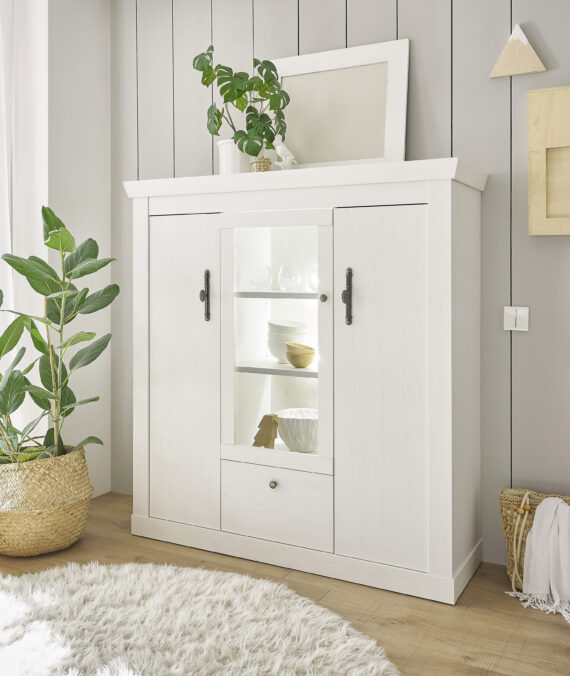 Home affaire Highboard "RAVENNA", im romantischen Landhausstil, Griffe aus Metall, Höhe 146 cm