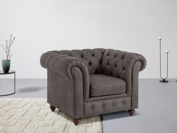 Home affaire Sessel "Chesterfield B/T/H: 105/69/74 cm", mit hochwertiger Knopfheftung, auch in Leder