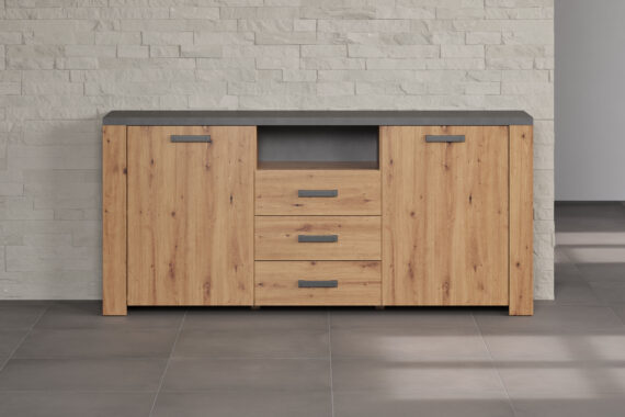 Home affaire Sideboard "Ambres", (1 St.), matte Echtholzoptik, ca. Maße BxH: 180x83 cm, hellbraun, Eiche