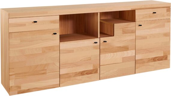 Home affaire Sideboard "Divupe", Breite 186 cm, Fronten aus Massivholz, FSC-zertifiziert