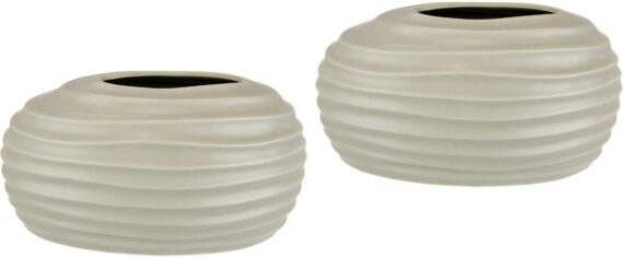 I.GE.A. Dekovase "Keramik-Vase", 2er Set Kleine Vase Weiß Modern Keramik Tisch Küche Büro Pampasgras