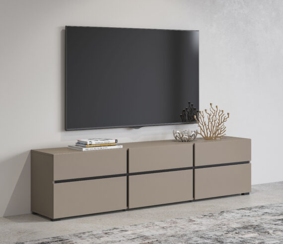 INOSIGN Lowboard "Cross, moderne grifflose TV-Kommode,3 Klappen/3 Schubkästen", Breite 180 cm, TV-Schrank mit viel Stauraum, TV-Board