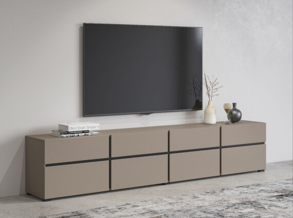 INOSIGN Lowboard "Cross, moderne grifflose TV-Kommode,4 Klappen/4 Schubkästen", Breite 225 cm, TV-Schrank mit viel Stauraum, TV-Board