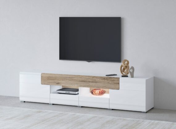 INOSIGN Lowboard "Toledo,Breite 209cm, trendige TV-Schrank mit dekorative Fräsungen", TV-Board ohne Beleuchtung, TV-Kommode mit viel Stauraum