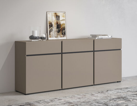 INOSIGN Sideboard "Cross,Breite 180 cm, moderne grifflose Kommode,3 Türen/3 Schubkästen", Schubladenschrank mit viel Stauraum, Einlegeböden verstellbar