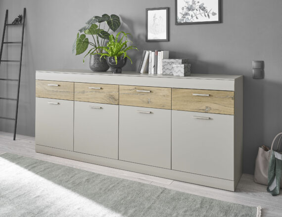 INOSIGN Sideboard "SCARA", mit Applikation Zinneiche Dekor, Breite 200 cm, mit Softclose-Funktion