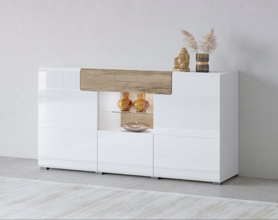 INOSIGN Sideboard "Toledo,Breite 159cm,moderne Anrichte mit dekorative Fräsungen,grifflos", Kommode viel Stauraum, Einlegeböden verstellbar,ohne Beleuchtung