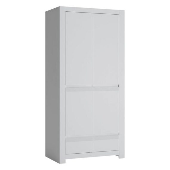 Lomadox Kleiderschrank NAVA-129 Drehtürenschrank, Kleiderstange, Schlafzimmer, weiß, 92x198,6x58,2 cm