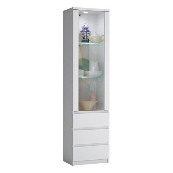 Lomadox Vitrine FORTALEZA-129 in weiß mit LED Beleuchtung, B/H/T 50,1/200/40 cm