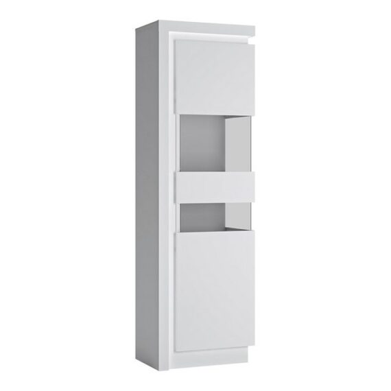 Lomadox Vitrine LYNDHURST-129 weiß Hochglanz mit LED Beleuchtung, 60/198,5/42 cm