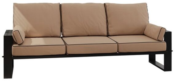 MKS MÖBEL Sofa ELBA, Wellenfeder, Metallbeinen, T30-Schaum, Outdoor Sofa, Terrasse, Outdoor Gartensofa, 3-Personen, Metallrahmen, Wetterfest