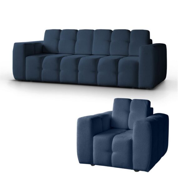 MOEBLO Polstergarnitur Tantalia + Hocker/Sessel, (Dreisitzer-Sofa Zweisitzer-Sofa Sessel, Hocker Polstermöbel-Set), (BxHxT): 240x90x100cm