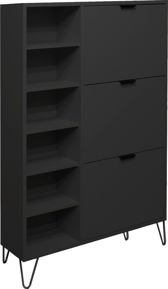 Mäusbacher Schuhschrank "Bonnie", Breite 95 cm mit 3 Klappen, Regal und Drahtgestell