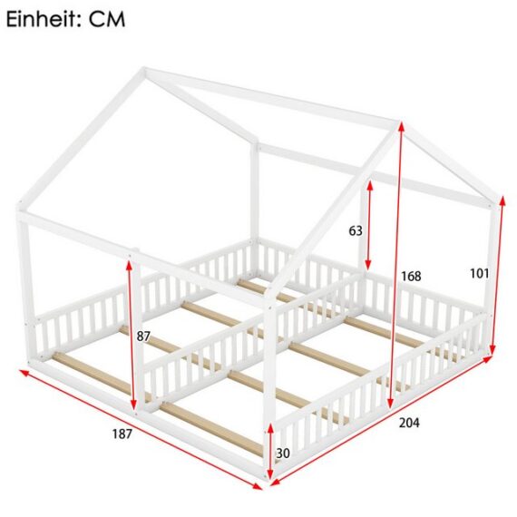 TavilaEcon Kinderbett Funktionsbett Einzelbetten, 2-in-1-Betten, Flache Betten, Hausmodelle, 90 x 200 cm