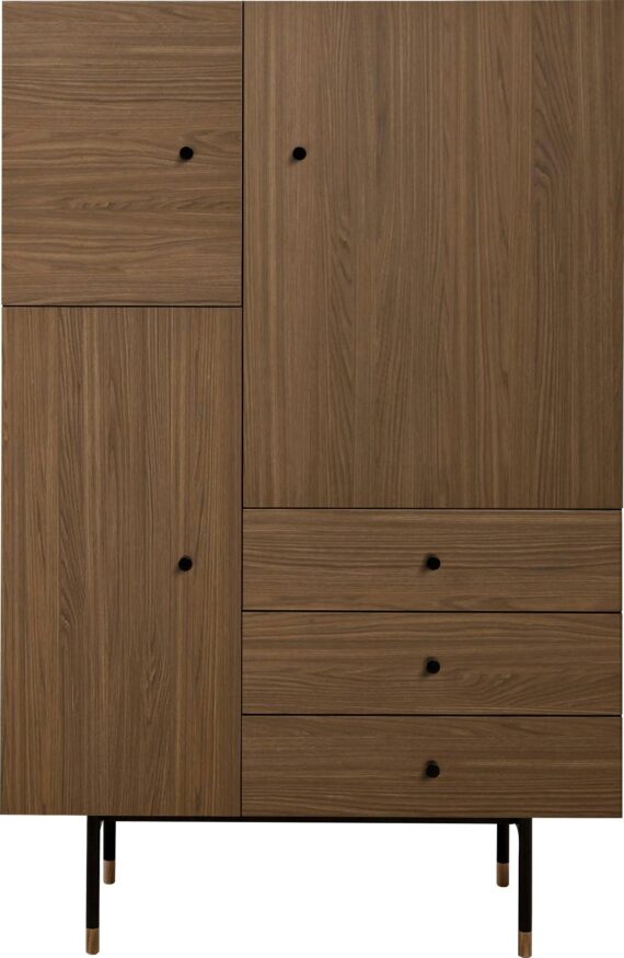 Woodman Highboard "Daniel", Breite 90 cm, Holzfurnier aus Walnussbaum