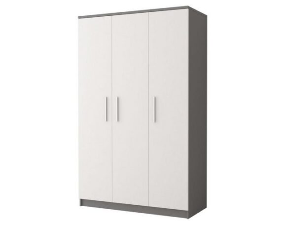 Deine Möbel 24 Kinderkleiderschrank OLMO 19 Jugendzimmer Jugendmöbel in Weiß Weiß/Grau Weiß/Sonoma (Set, 1-St., Kleiderschrank für Kinder und Jugendliche) moderner Kleiderschrank 3-türig, klassischer Drehtürenschrank