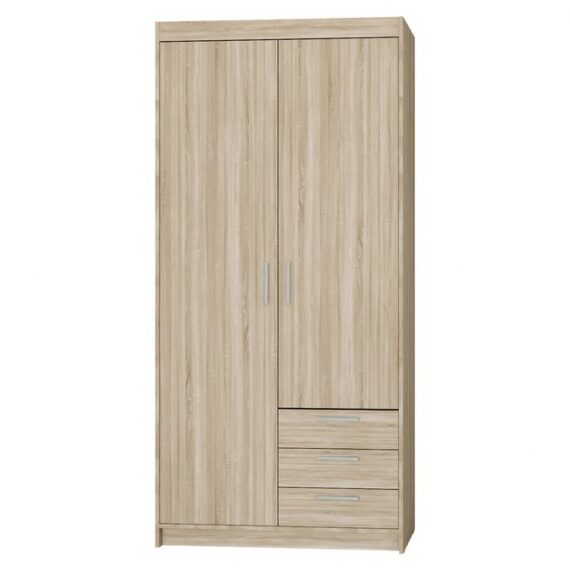 Furnix Kleiderschrank Eliza 90 cm Garderobe-Schrank mit drei Schubladen ohne/mit Aufsatz 5 Fächer, Kleiderstange, zeitloses Design & optimale Aufteilung