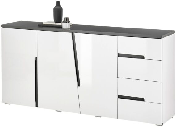 HBZ Sideboard "Boston", (1 St.), weiß hochglanz mit Schubkästen, Schrank FSC-Zertifiziert