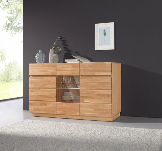 Home affaire Sideboard "Laima", Breite 140 cm, mit 2 Schubkästen, teilmassiv, FSC-zertifiziert