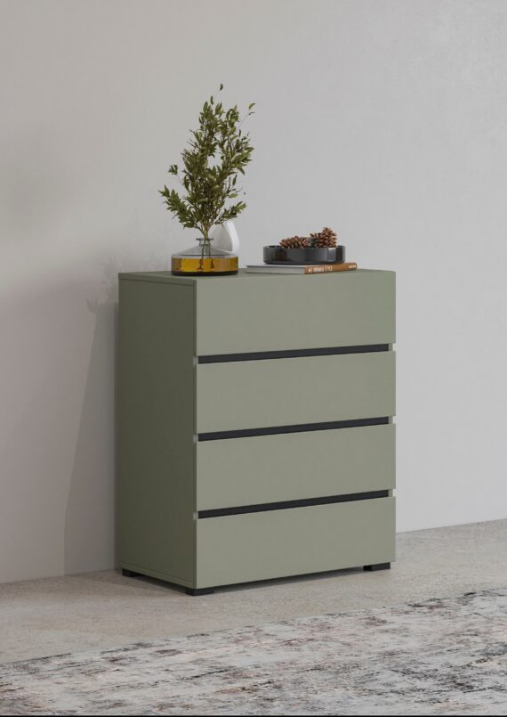 INOSIGN Kommode "Cross,Breite 60 cm, moderne grifflose Sideboard,4 Schubkästen", Schubladenschrank mit viel Stauraum, Flur Highboard