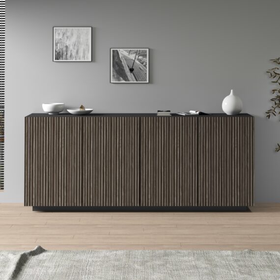 INOSIGN Sideboard "VEGA Sideboard,Kommode,200 cm", mit 4 Türen,Fronten mit Rillen-Optik