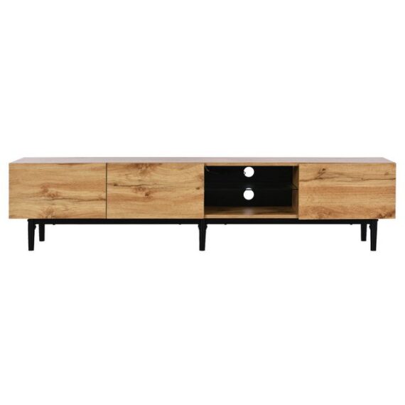 MODFU TV-Schrank TV-Lowboard Sideboard Beistellschrank (175 (L) x 31 (W) x 41 (H) cm Braun) mit Holzmaserung, 7 Arten von LED-Leuchten