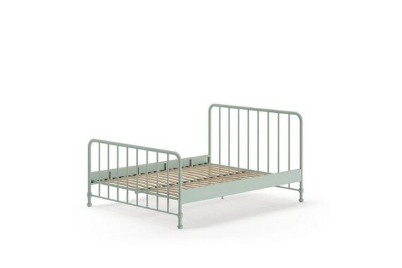 Natur24 Kinderbett Olivengrünes Jugendbett mit Metall matt 167 x 110 x 207 cm