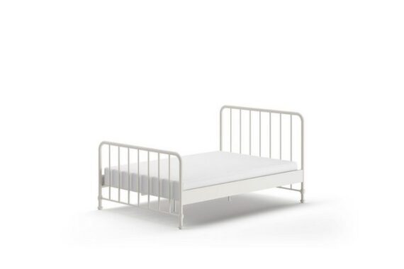 Natur24 Kinderbett Weißes Jugendbett mit Metall matt 147 x 110 x 207 cm