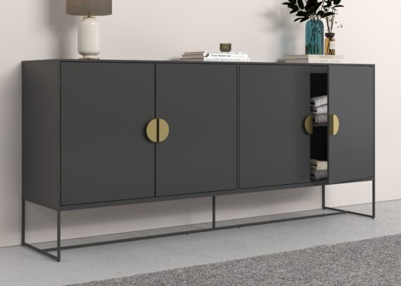 Places of Style Sideboard "Abito", mit Drehtüren, goldene Griffe und 2 Einlegeböden, Breite 180 cm