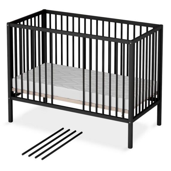 Sämann Babybett Babybett Sleepy 60x120 cm Matratze Basic Delight, BLACK EDITION