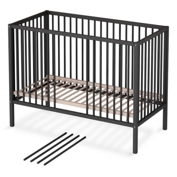 Sämann Babybett Babybett Sleepy 60x120 cm, Schlupfsprossen, BLACK EDITION