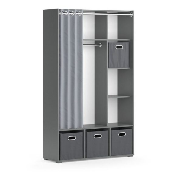 Vicco Kleiderschrank Luigi, Grau, 105.8 x 178.1 cm Mit Faltboxen (grau)